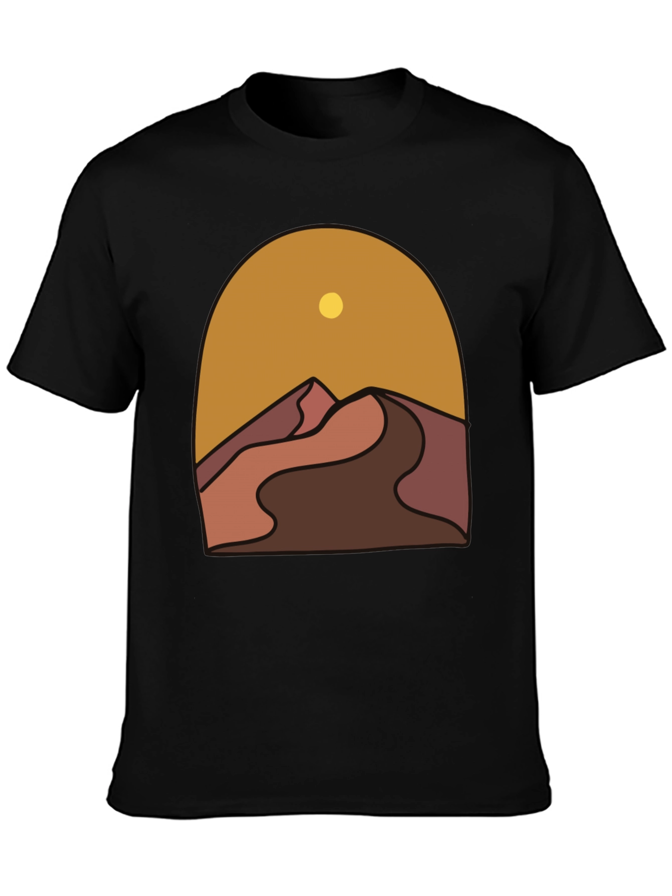 Desert Graphic Tee - Stylish Mens Black T-Shirt