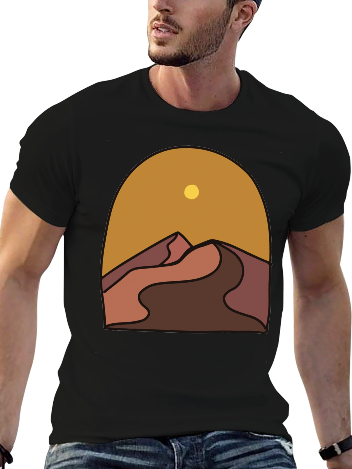 Desert Graphic Tee - Stylish Mens Black T-Shirt