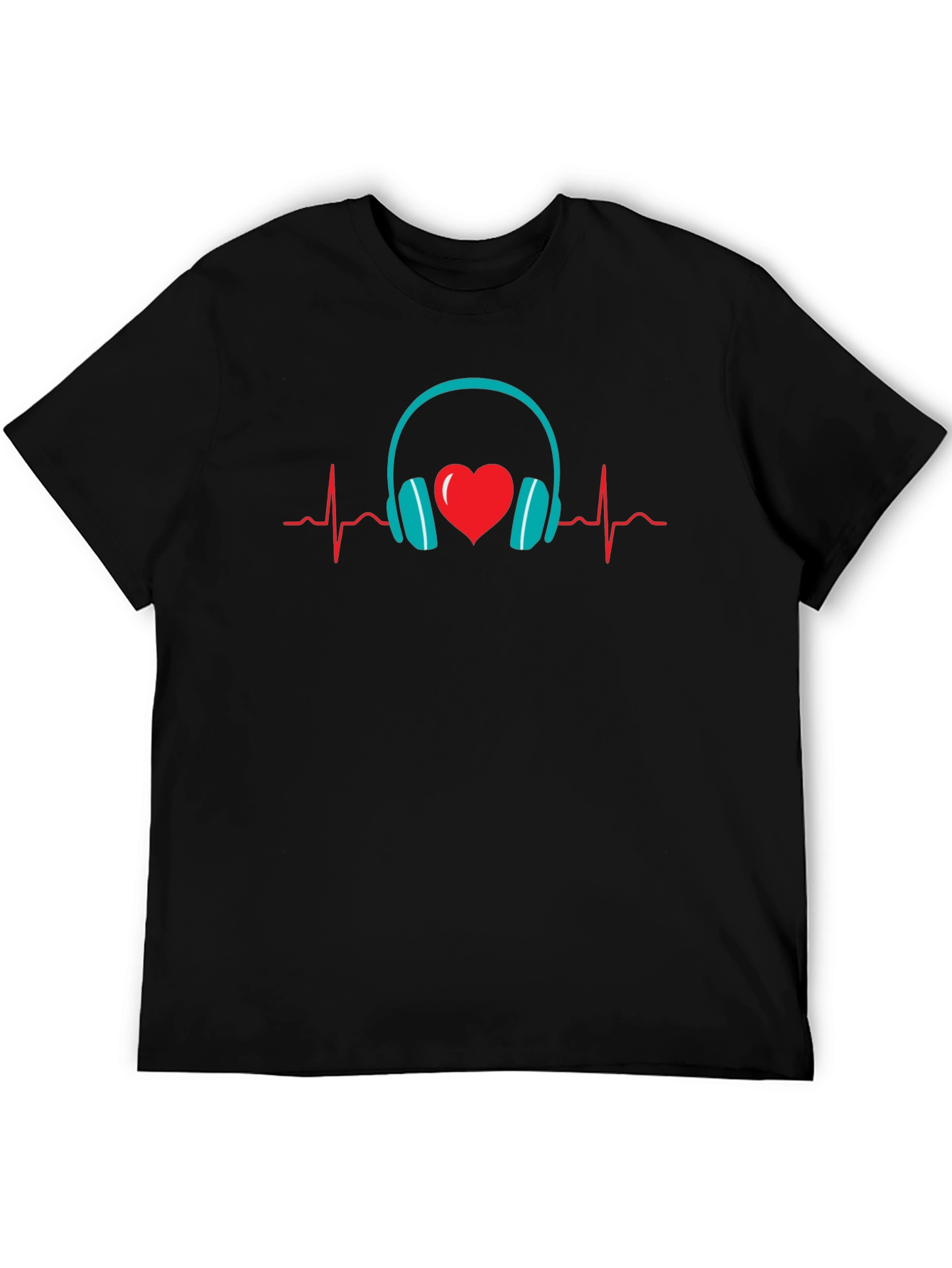 Music Lover Heartbeat Headphones Graphic Tee