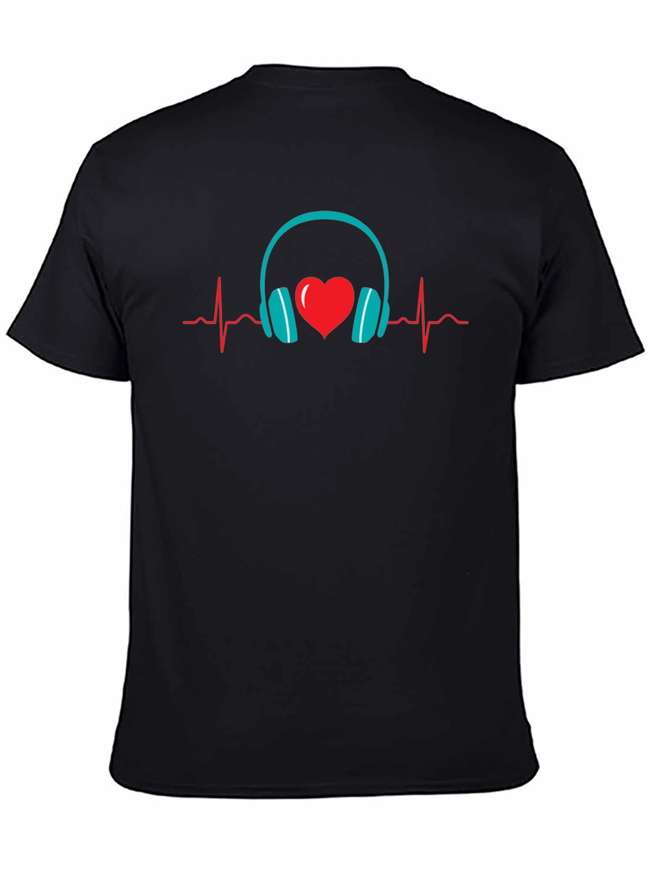 Music Lover Heartbeat Headphones Graphic Tee
