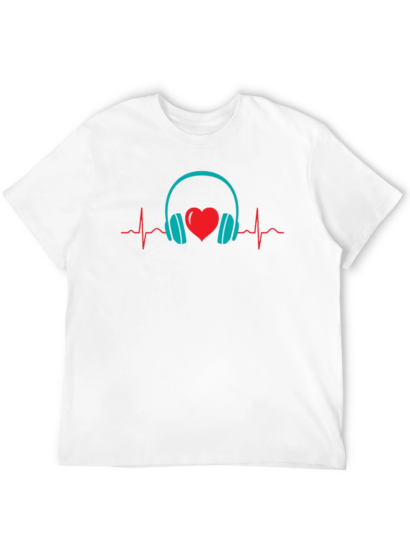 Music Lover Heartbeat Headphones Graphic Tee
