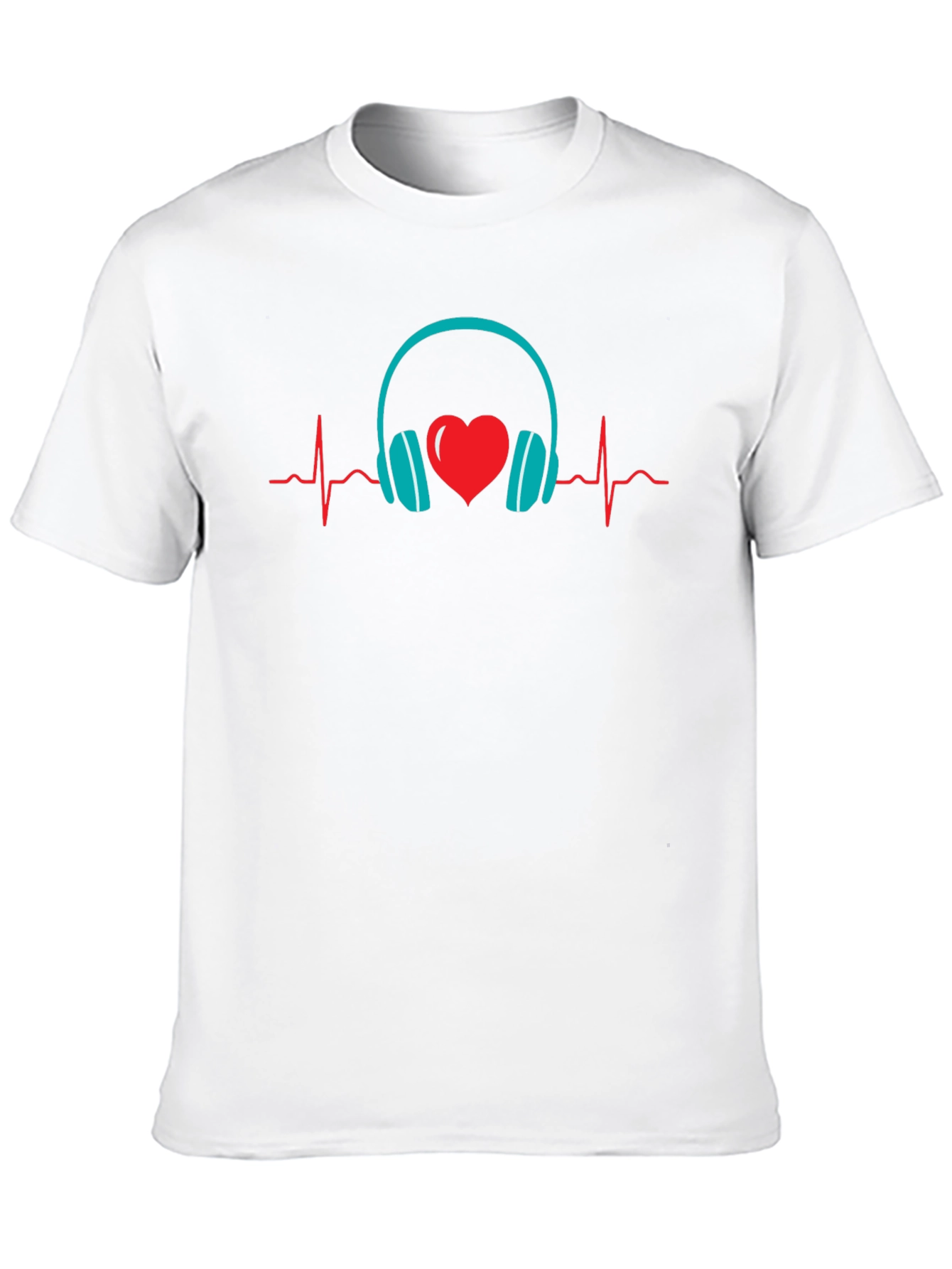Music Lover Heartbeat Headphones Graphic Tee