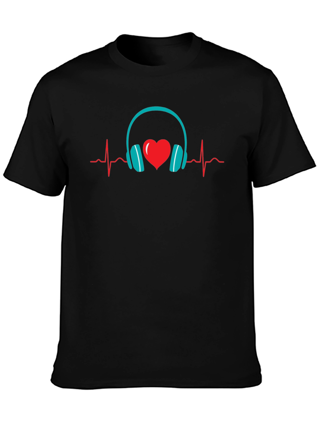 Music Lover Heartbeat Headphones Graphic Tee