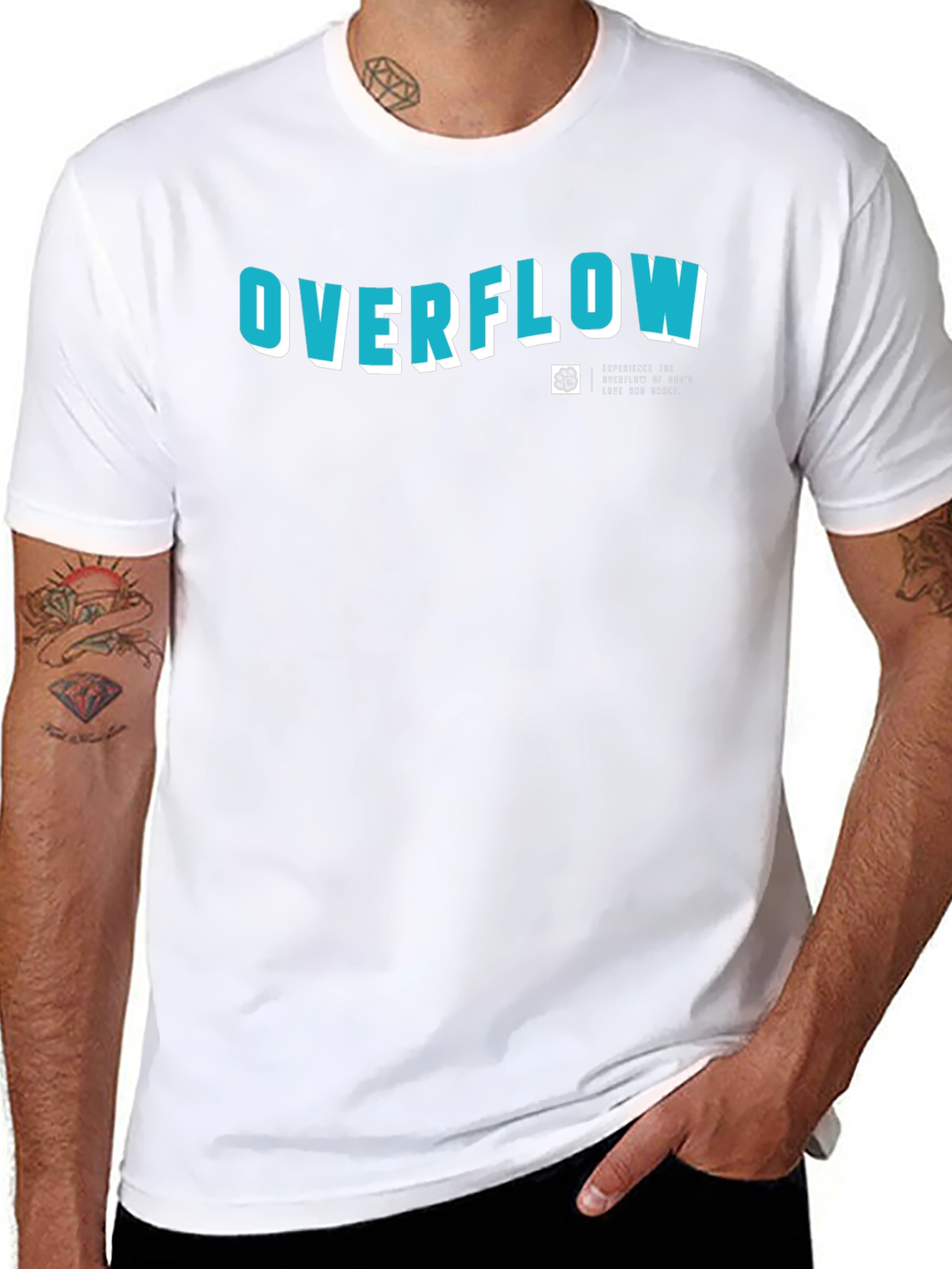 Overflow Graphic Print Black Cotton T-Shirt