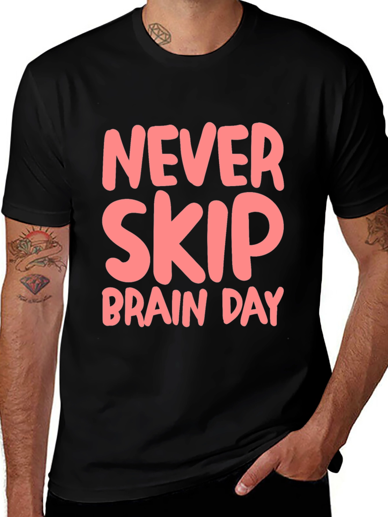 Never Skip Brain Day Black T-Shirt