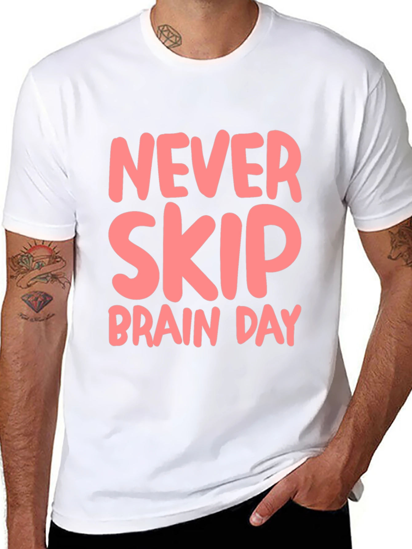 Never Skip Brain Day Black T-Shirt
