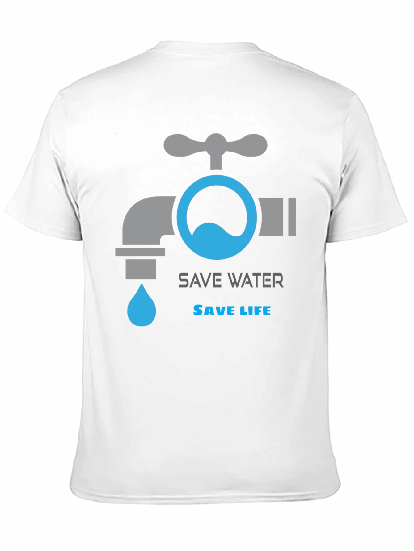 Save Water Save Life Graphic T-Shirt - Black
