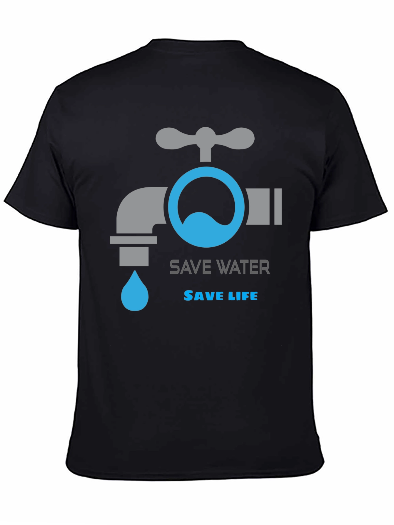 Save Water Save Life Graphic T-Shirt - Black