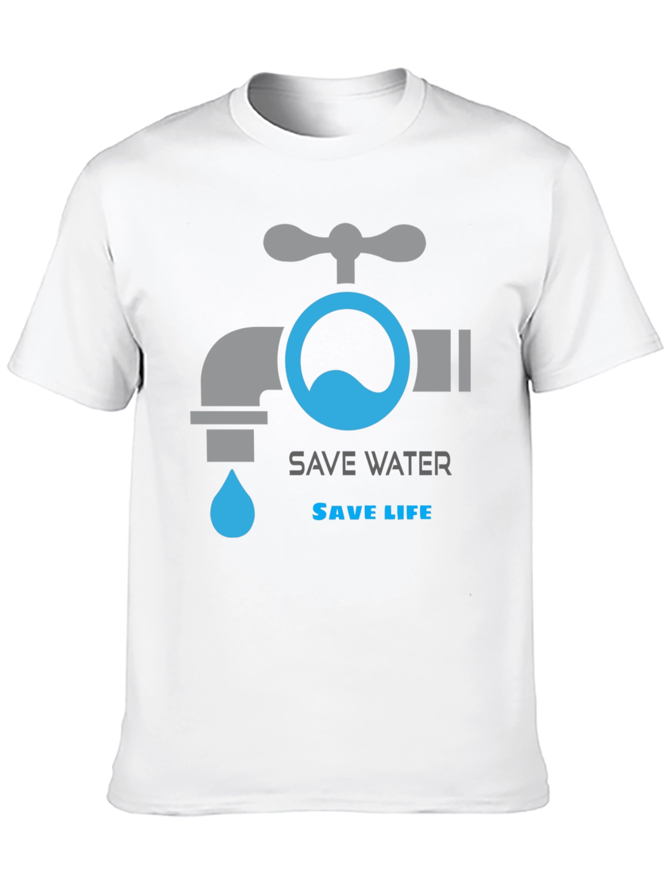 Save Water Save Life Graphic T-Shirt - Black