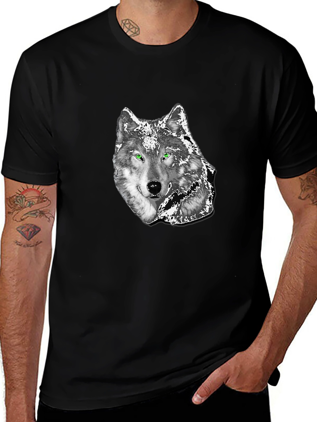 Wolf Graphic Black T-Shirt - Mens Fashion Tee