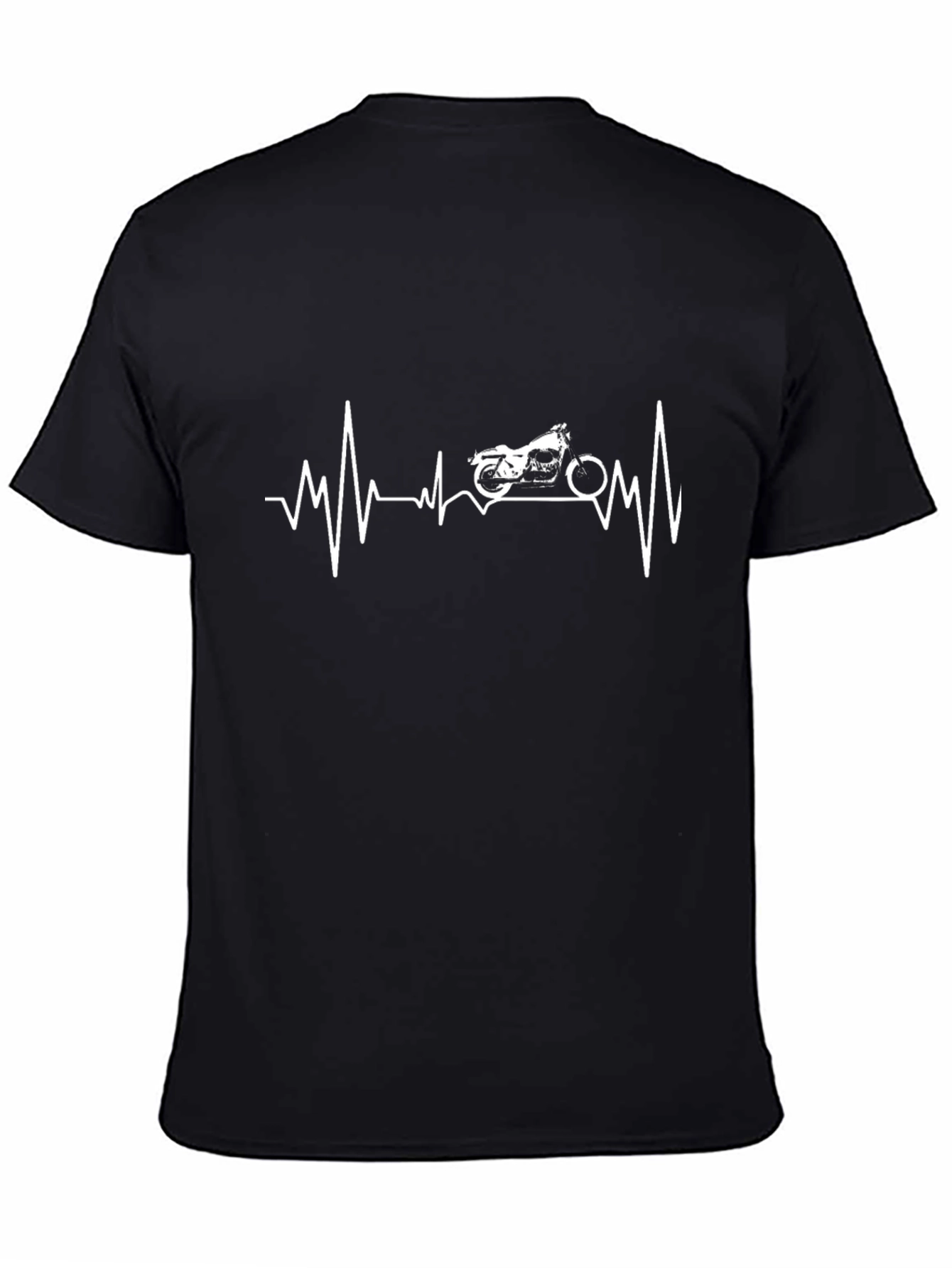 Motorcycle Heartbeat Graphic T-Shirt - Black