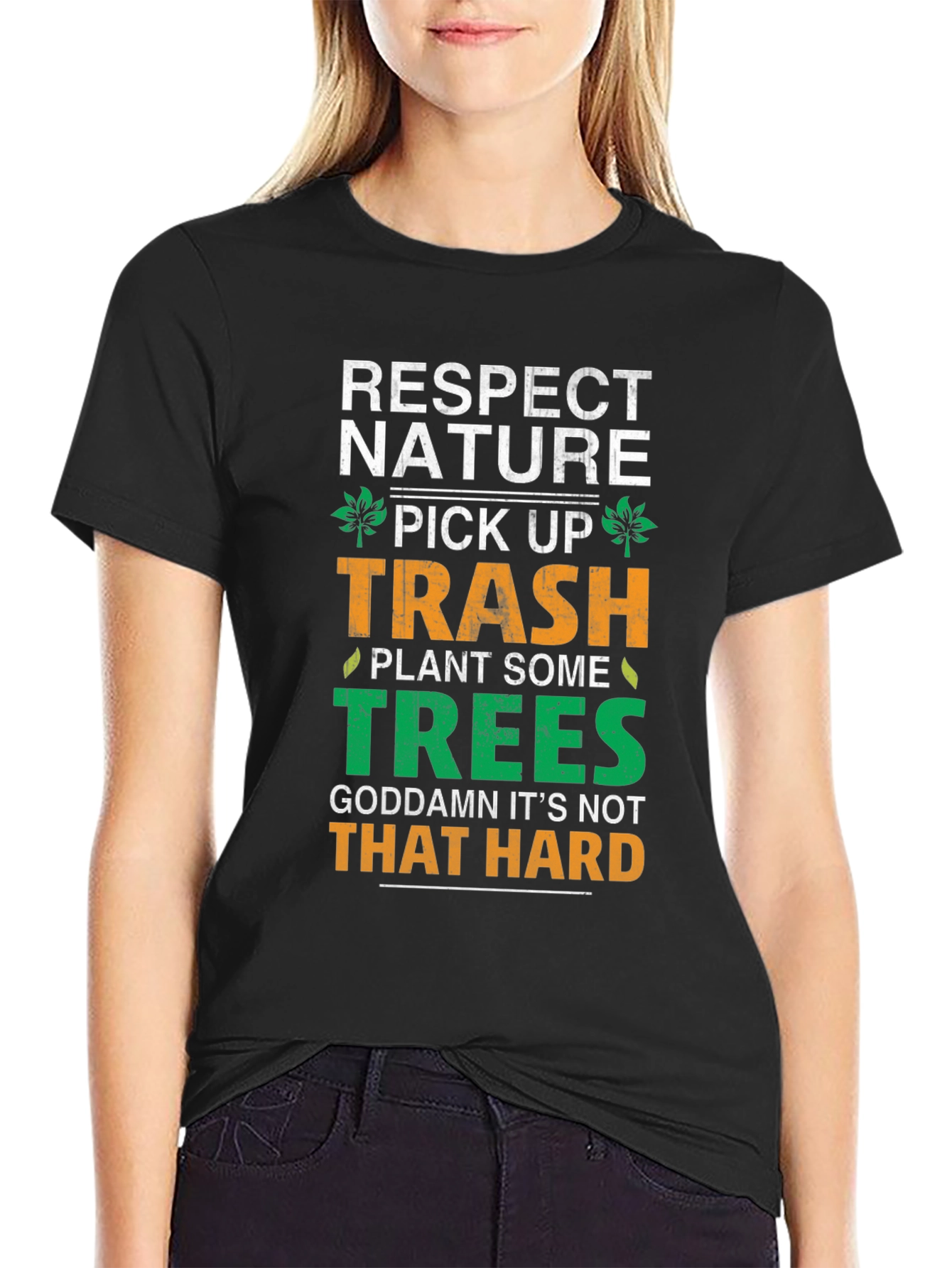 Respect Nature Black Graphic Tee