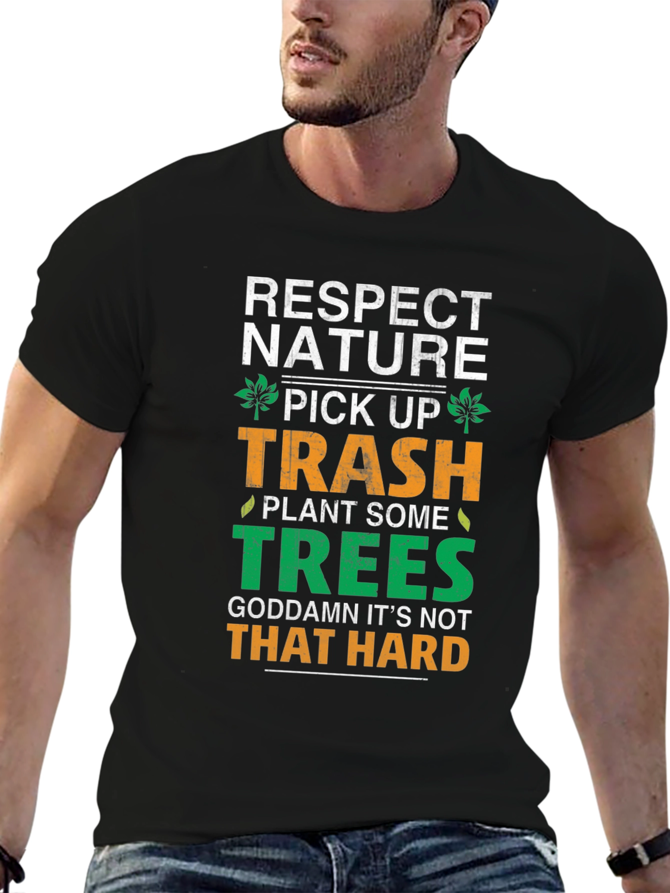 Respect Nature Black Graphic Tee