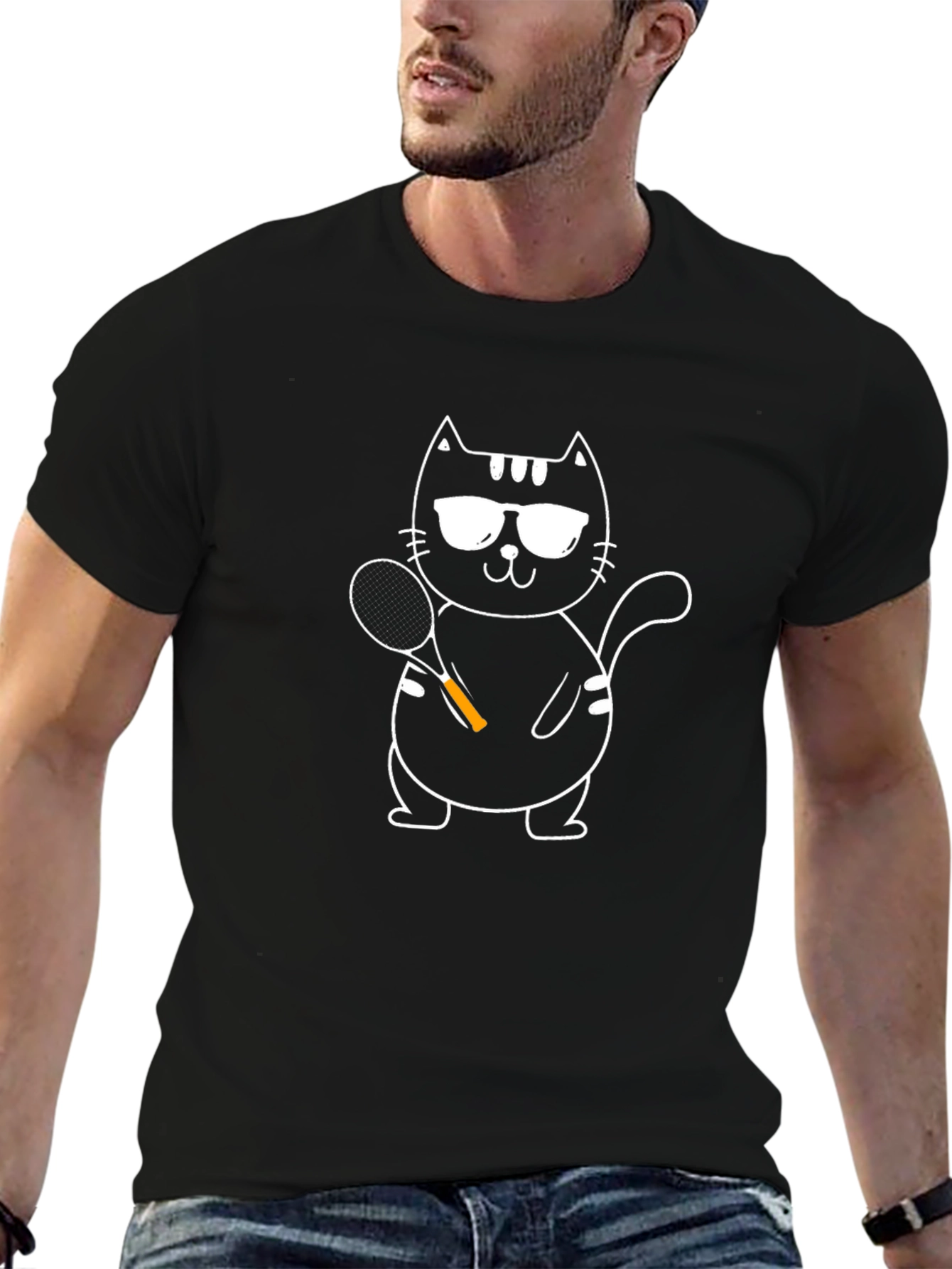 Cool Cat Tennis T-Shirt - Black