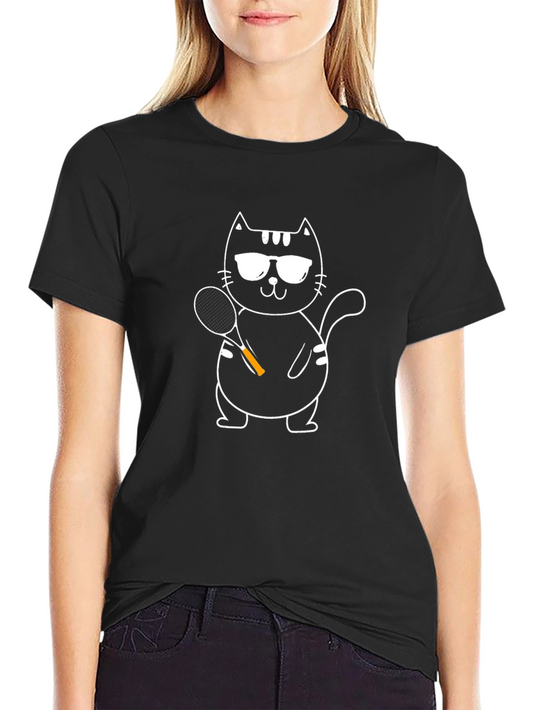 Cool Cat Tennis T-Shirt - Black