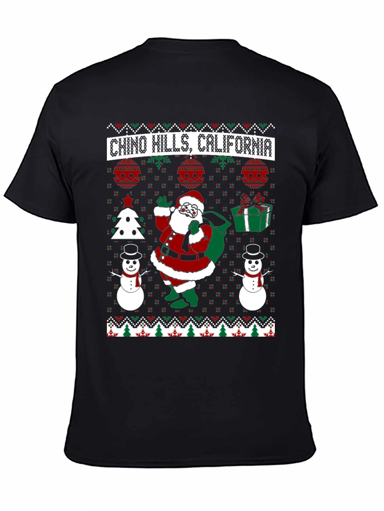 Chino Hills California Santa Ugly Christmas T-Shirt
