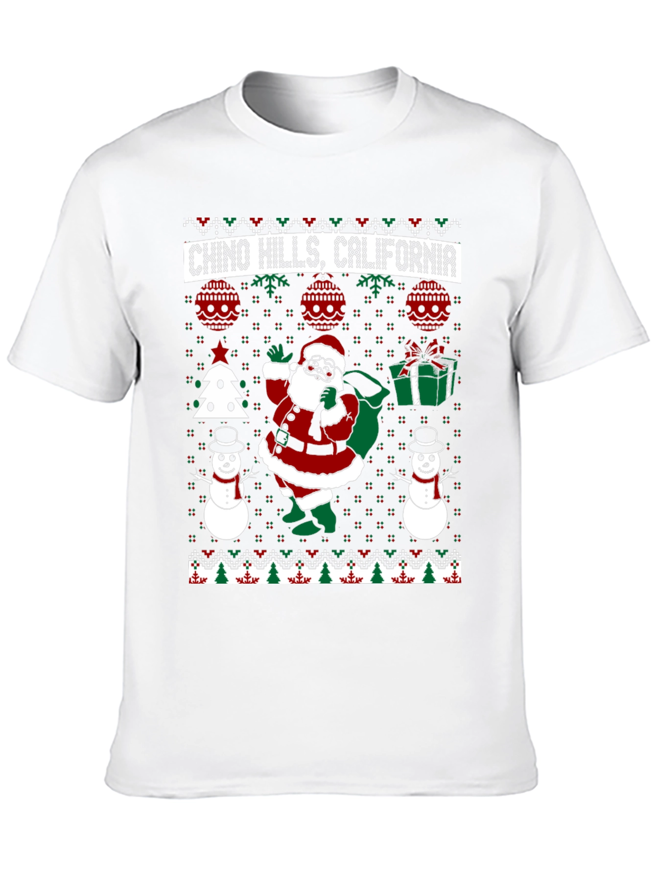Chino Hills California Santa Ugly Christmas T-Shirt