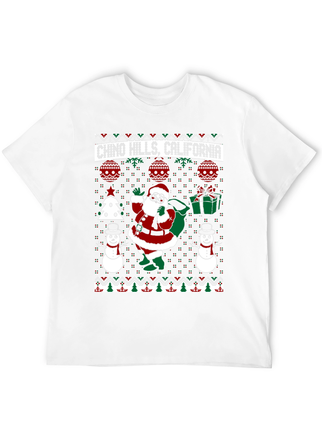 Chino Hills California Santa Ugly Christmas T-Shirt