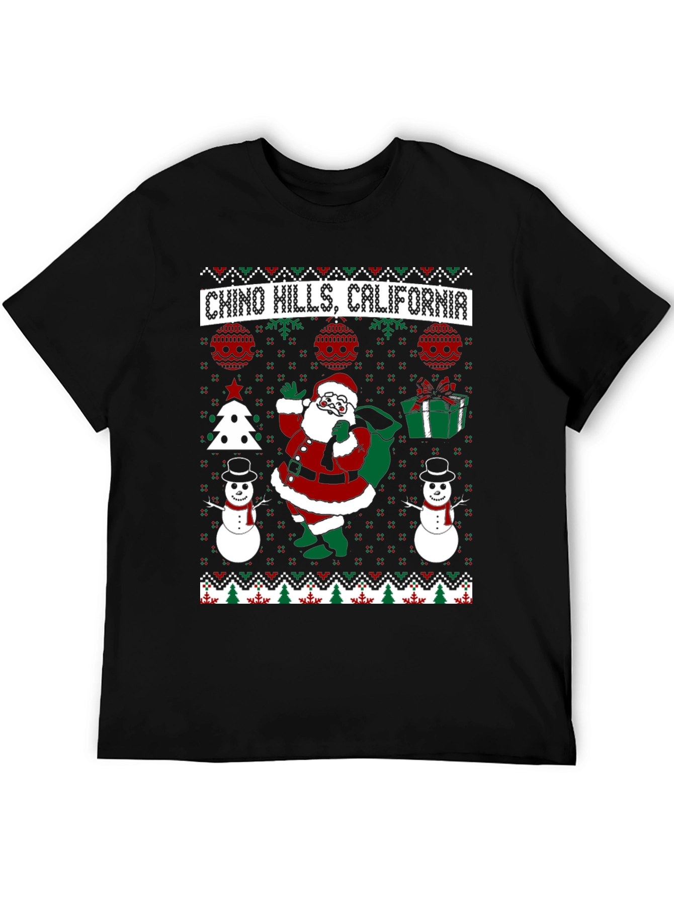 Chino Hills California Santa Ugly Christmas T-Shirt