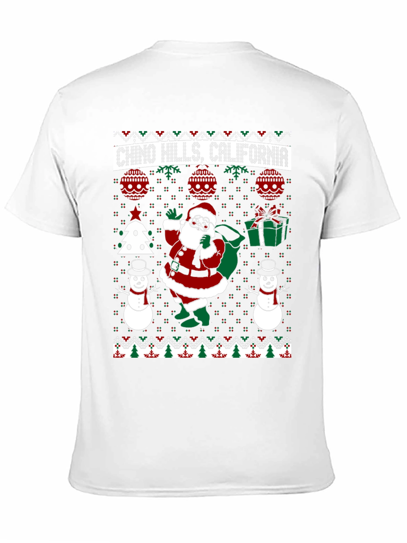 Chino Hills California Santa Ugly Christmas T-Shirt