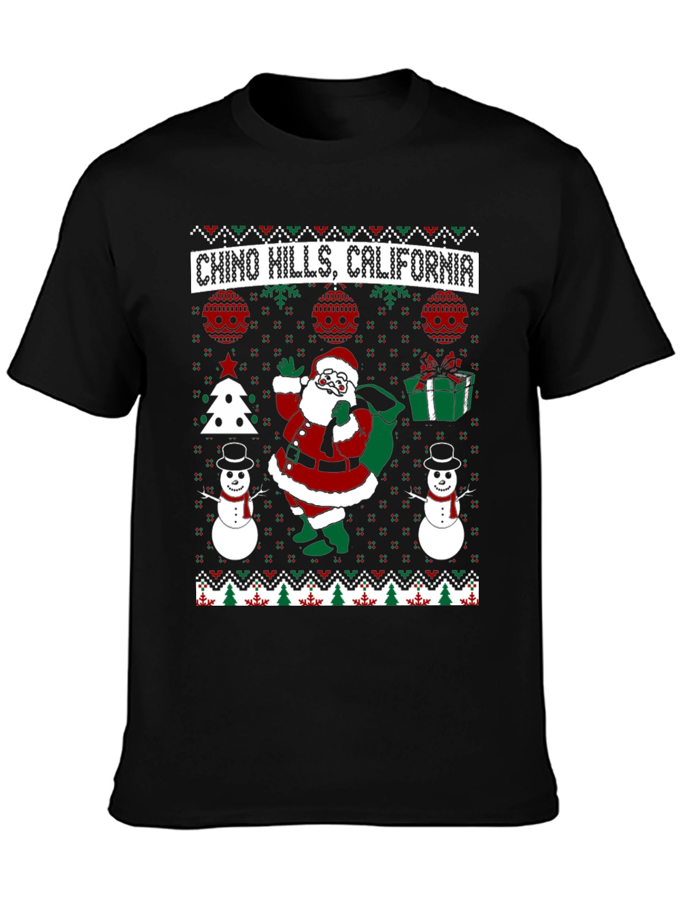 Chino Hills California Santa Ugly Christmas T-Shirt