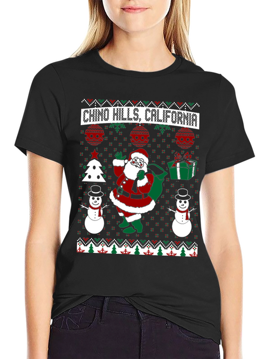 Chino Hills California Santa Ugly Christmas T-Shirt