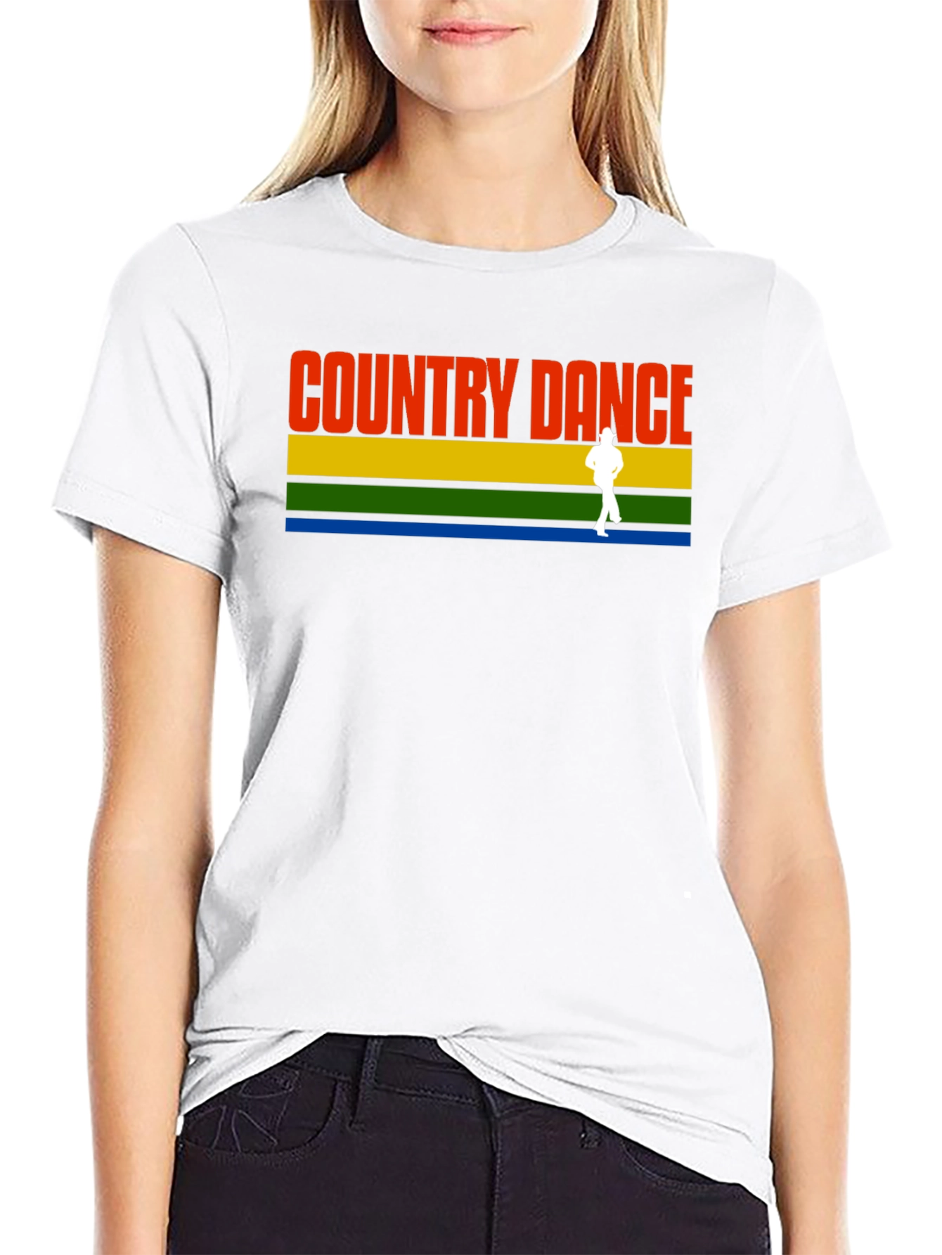Country Dance Graphic Tee - Retro Style Black T-Shirt