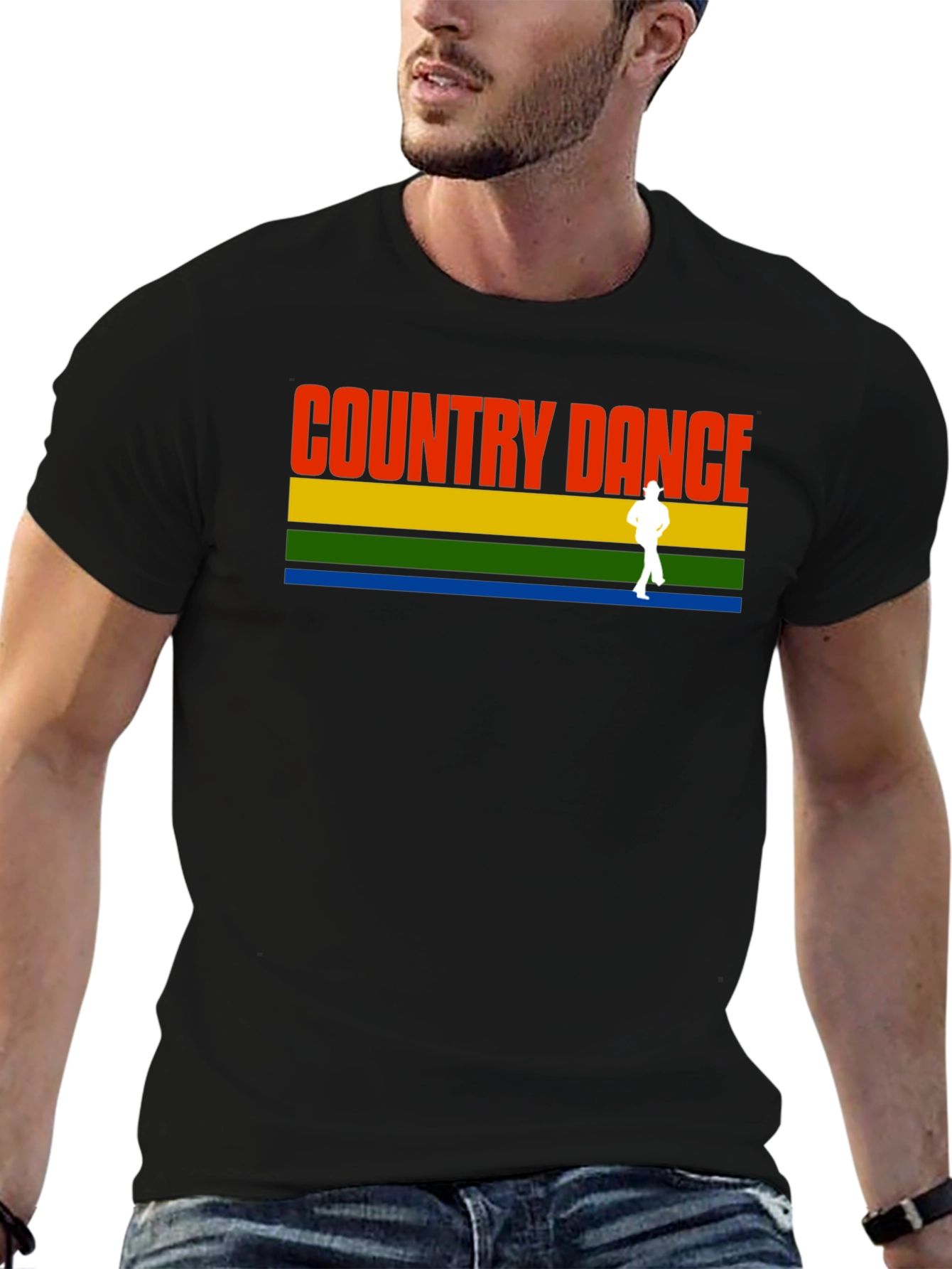 Country Dance Graphic Tee - Retro Style Black T-Shirt