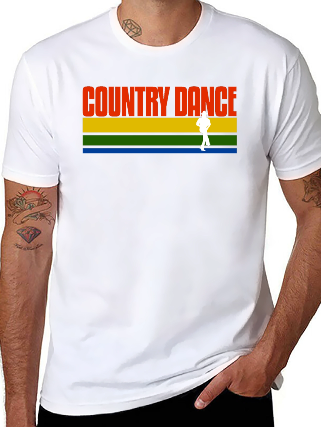 Country Dance Graphic Tee - Retro Style Black T-Shirt