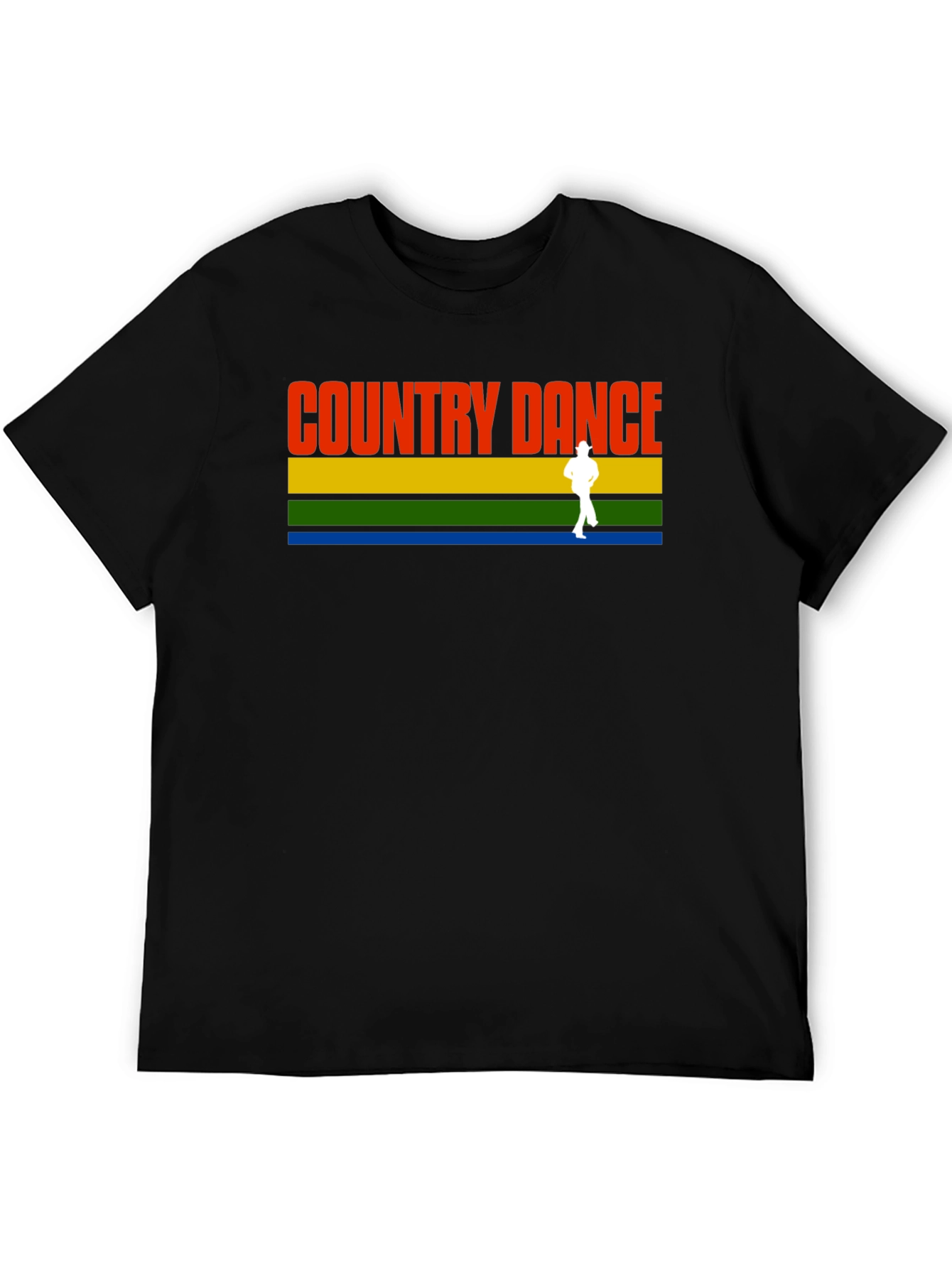 Country Dance Graphic Tee - Retro Style Black T-Shirt