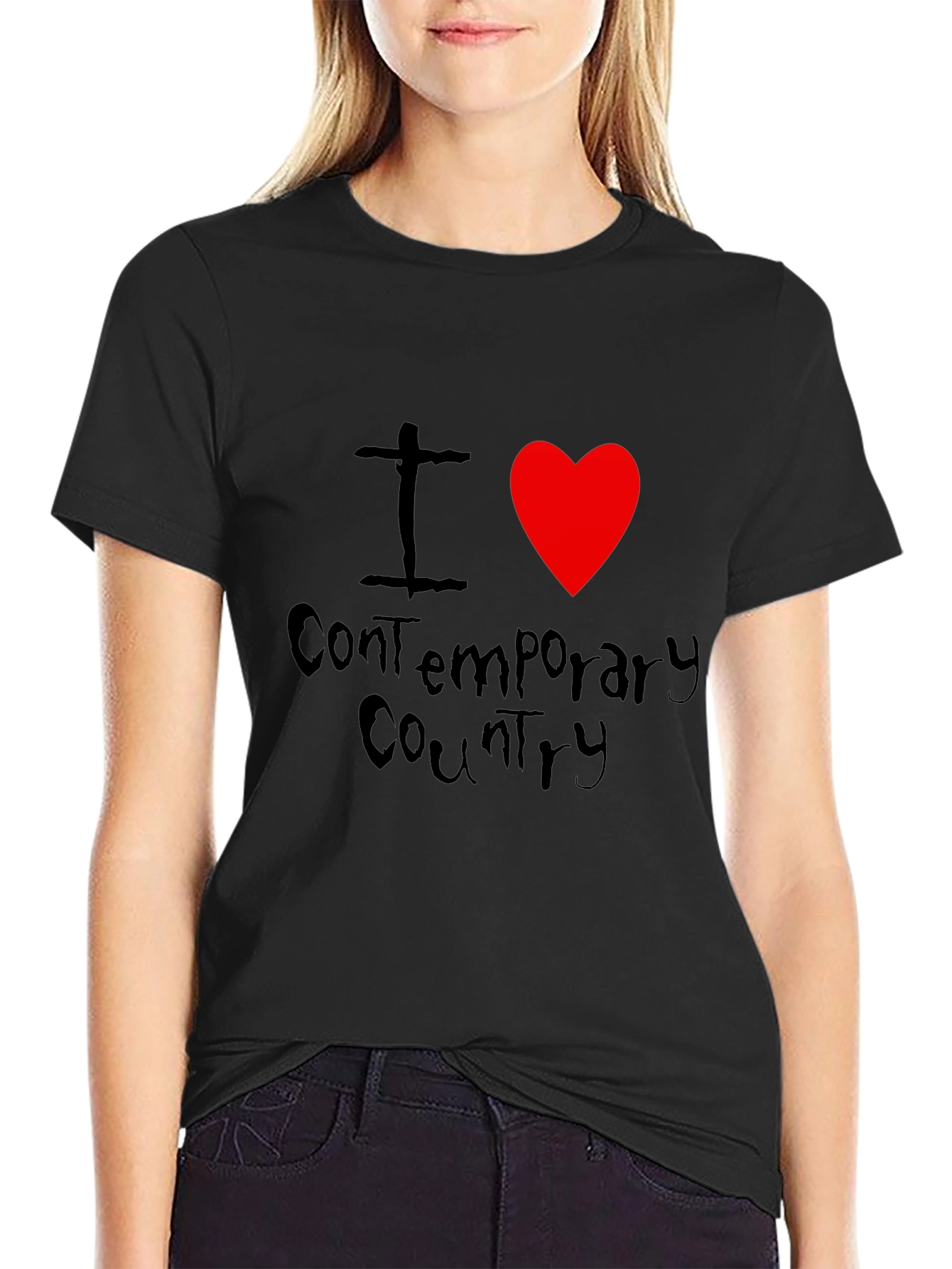 I Love Contemporary Country Black T-Shirt