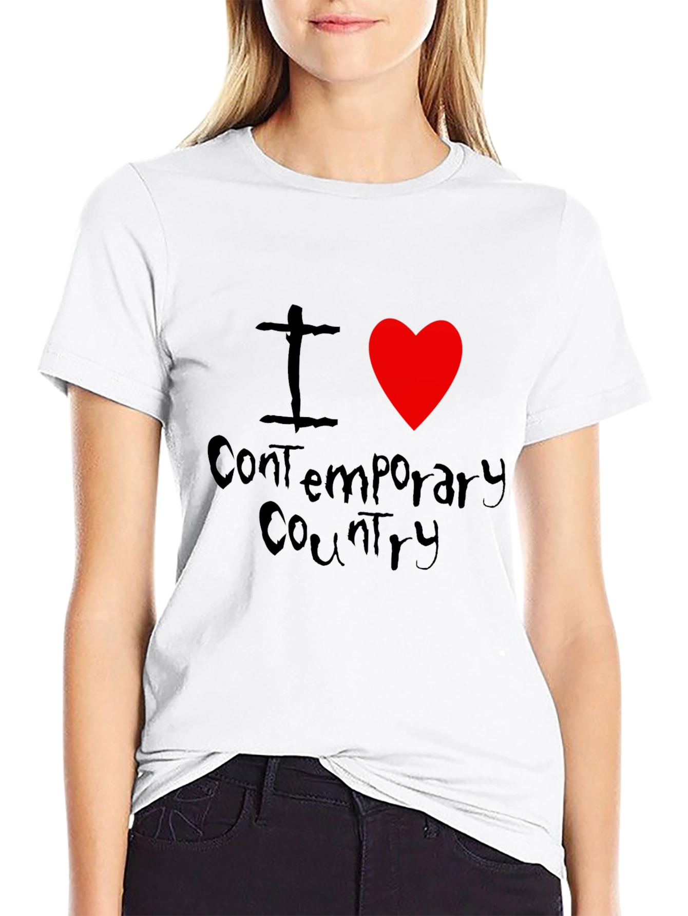 I Love Contemporary Country Black T-Shirt