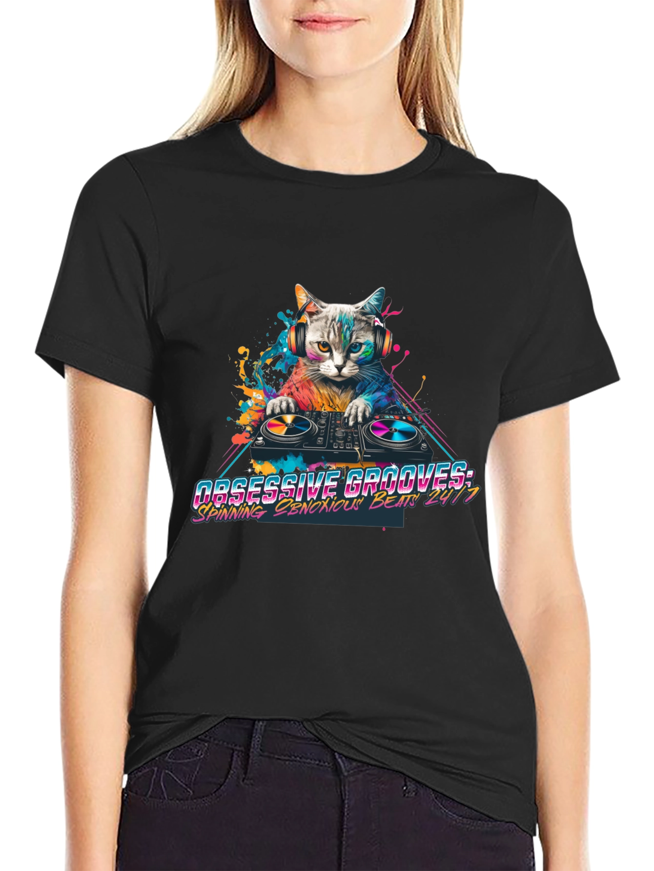 DJ Cat Graphic Tee - Obsessive Grooves