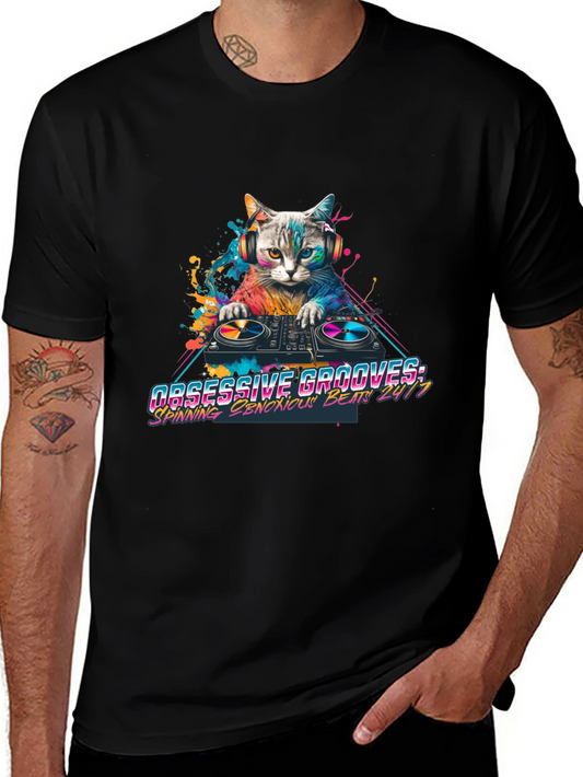 DJ Cat Graphic Tee - Obsessive Grooves