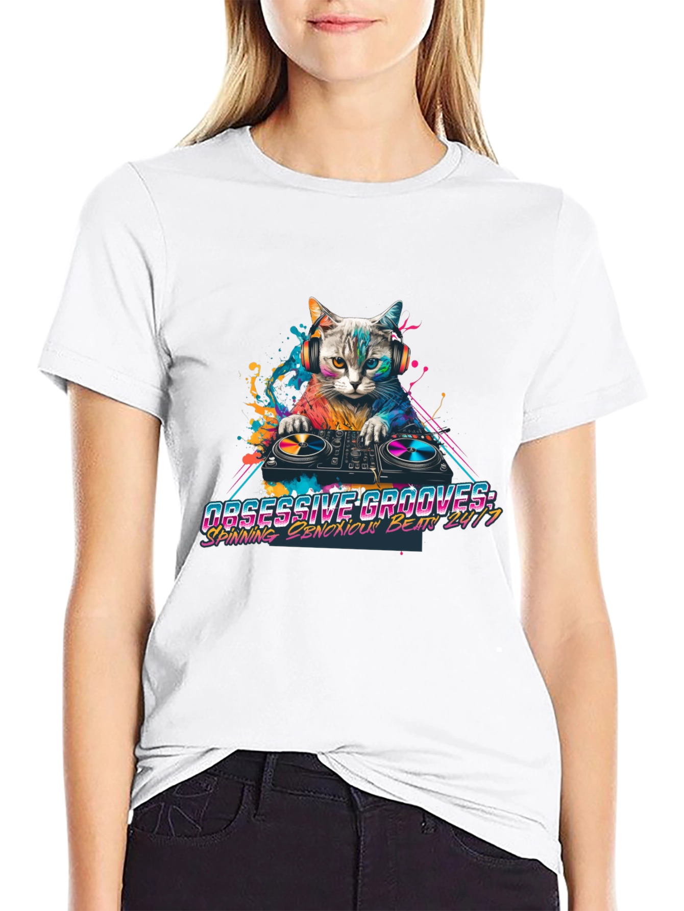 DJ Cat Graphic Tee - Obsessive Grooves