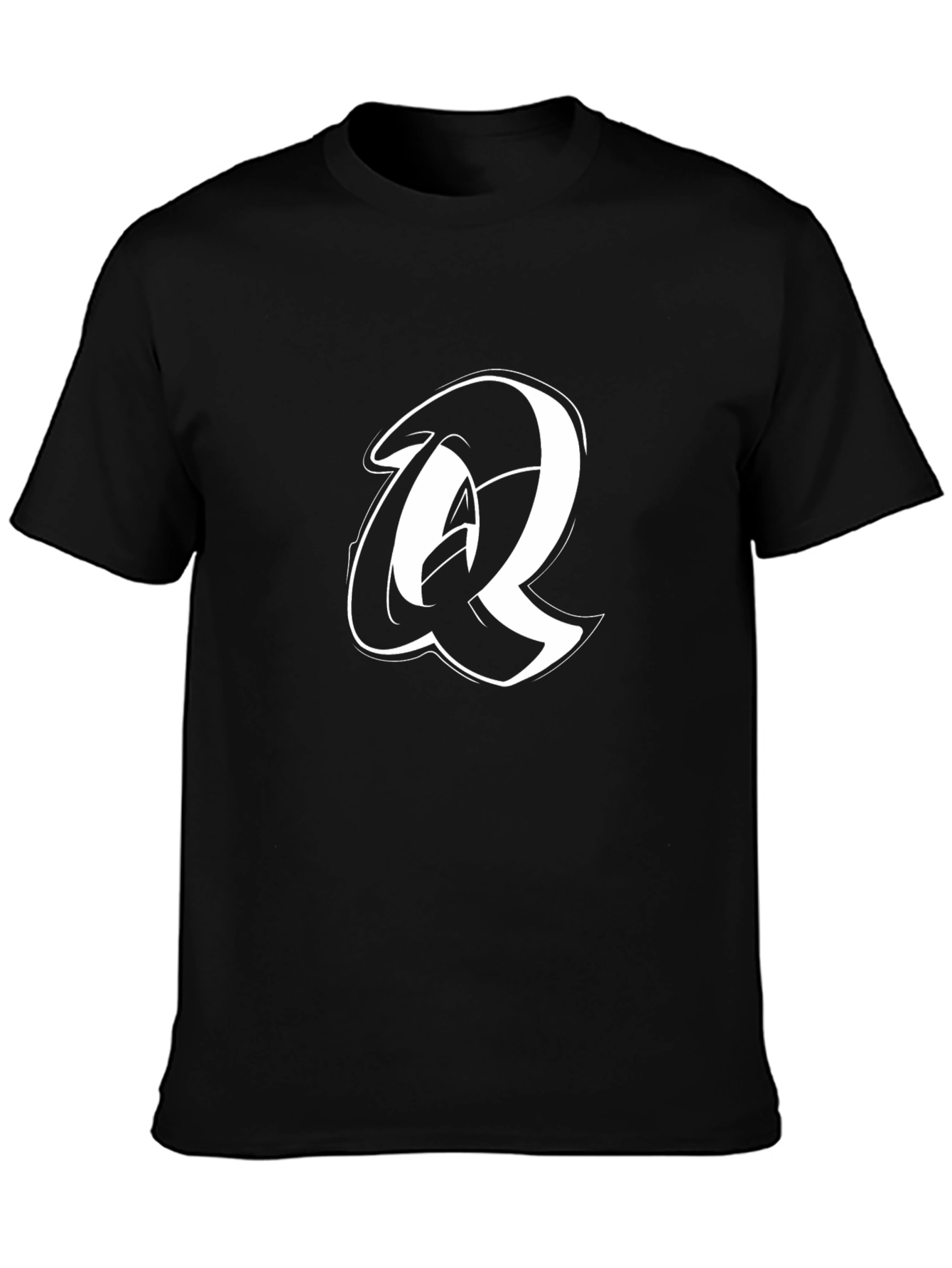 Letter Q Graphic Tee - Bold Black T-Shirt