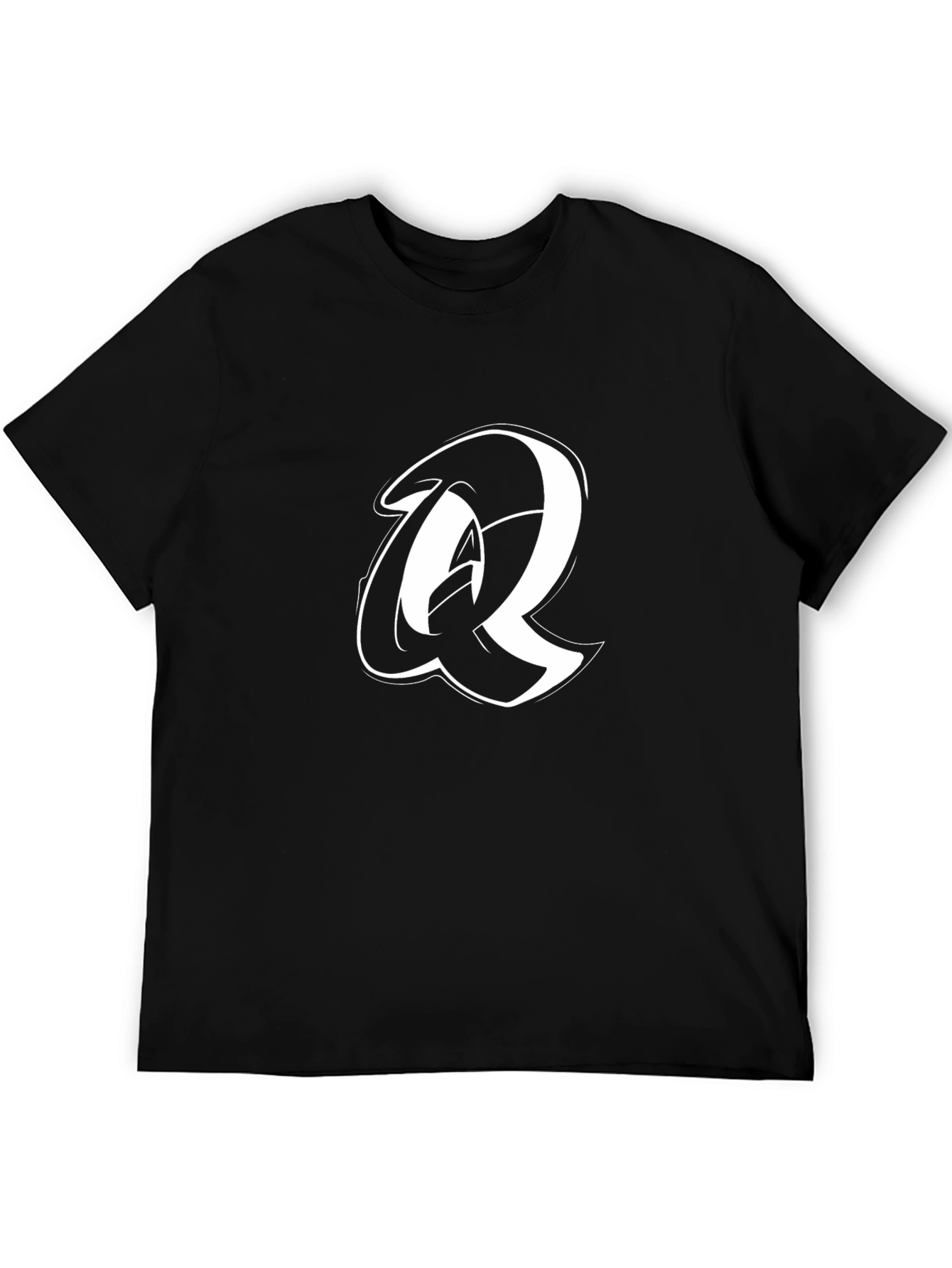 Letter Q Graphic Tee - Bold Black T-Shirt