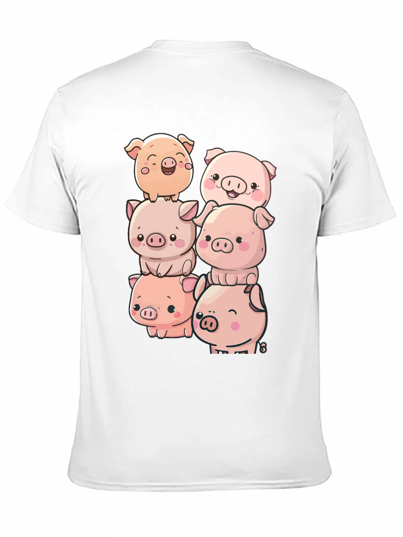 Cute Piglet Stack Black T-Shirt