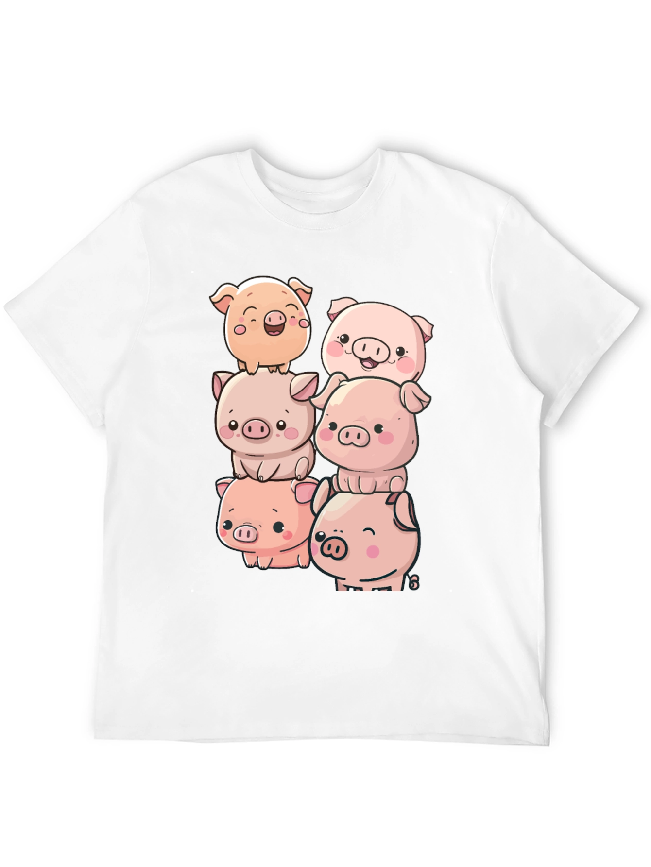 Cute Piglet Stack Black T-Shirt