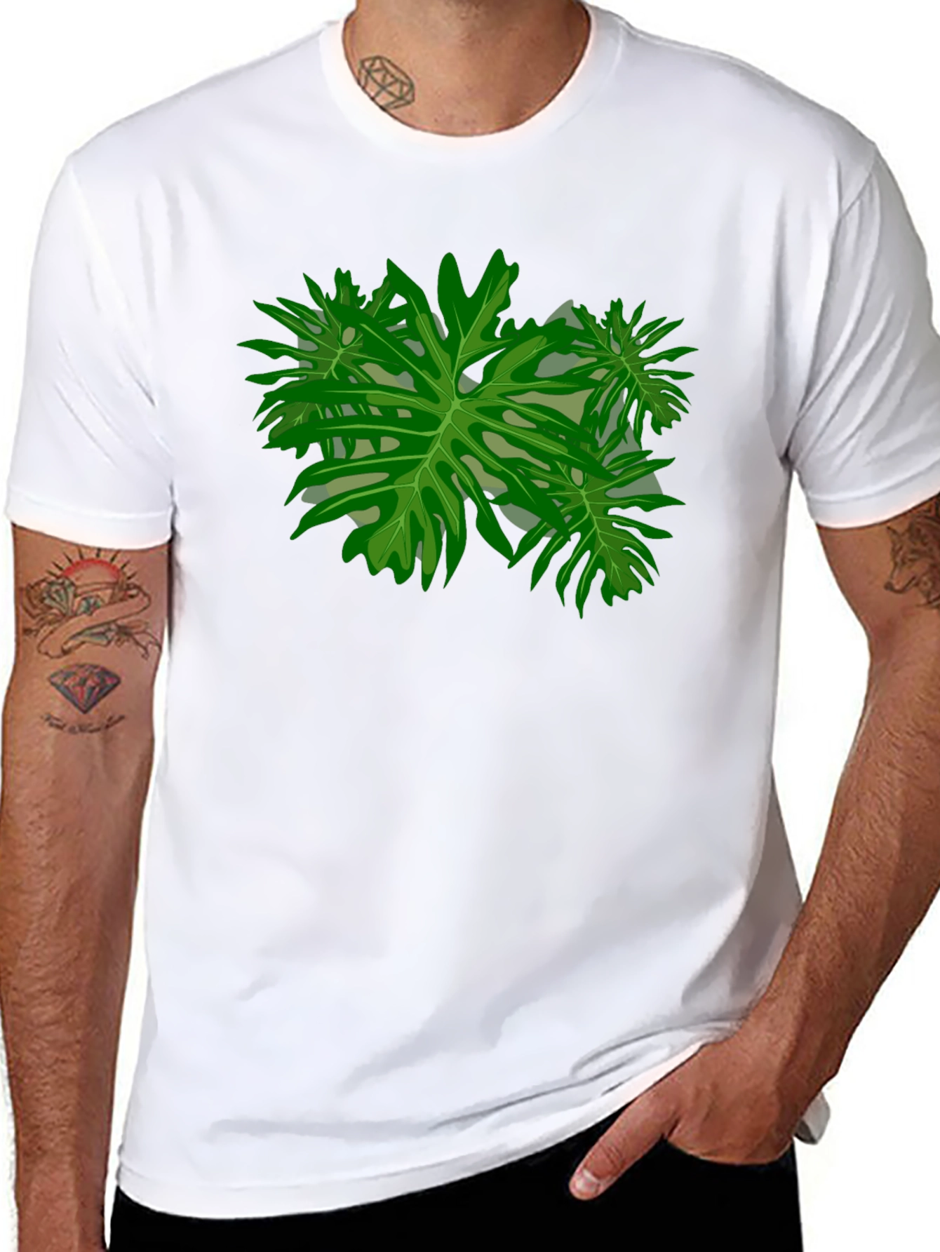 Tropical Leaf Graphic Black T-Shirt