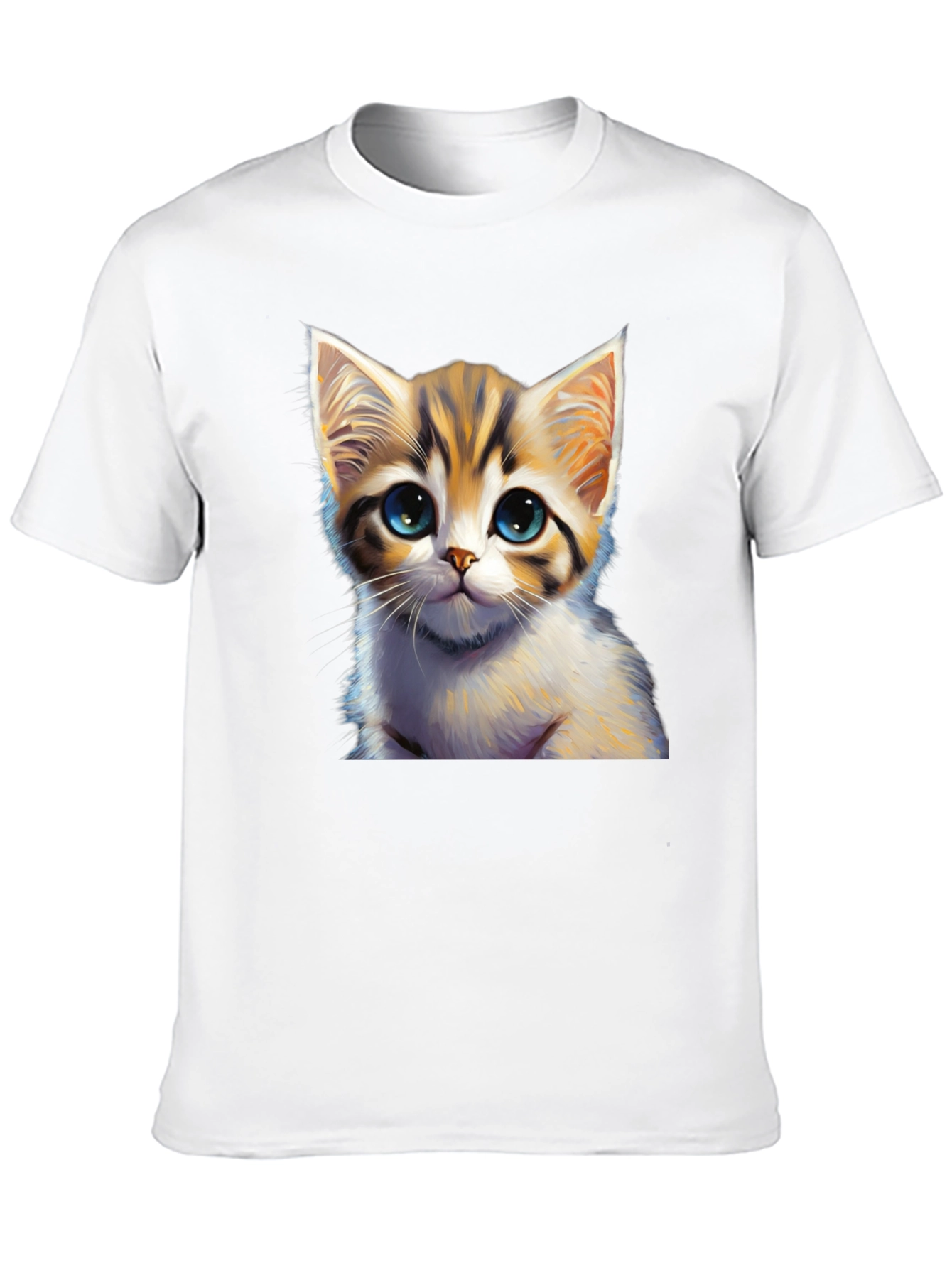 Cute Kitten Graphic Print Black T-Shirt