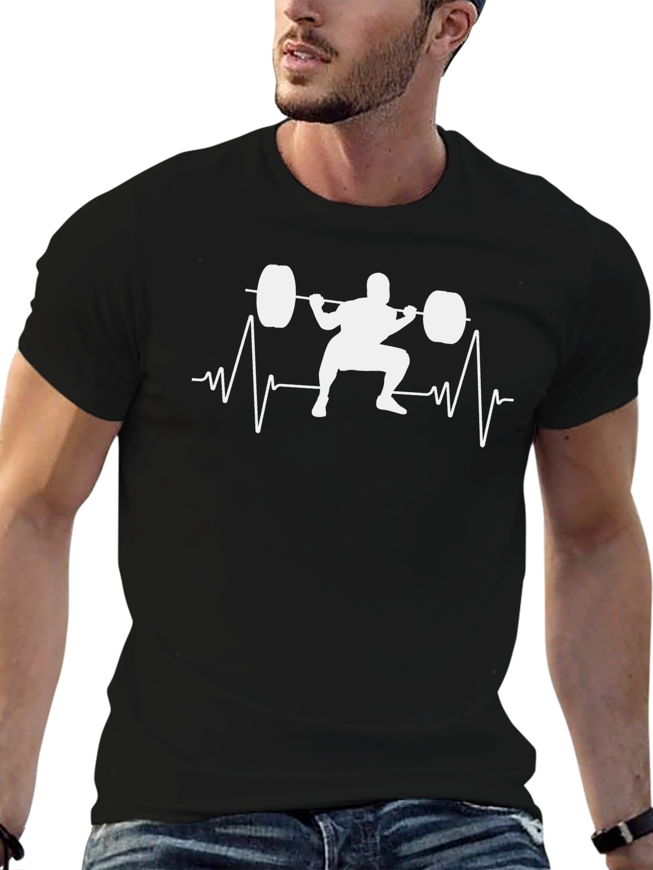 Weightlifting Heartbeat Black T-Shirt