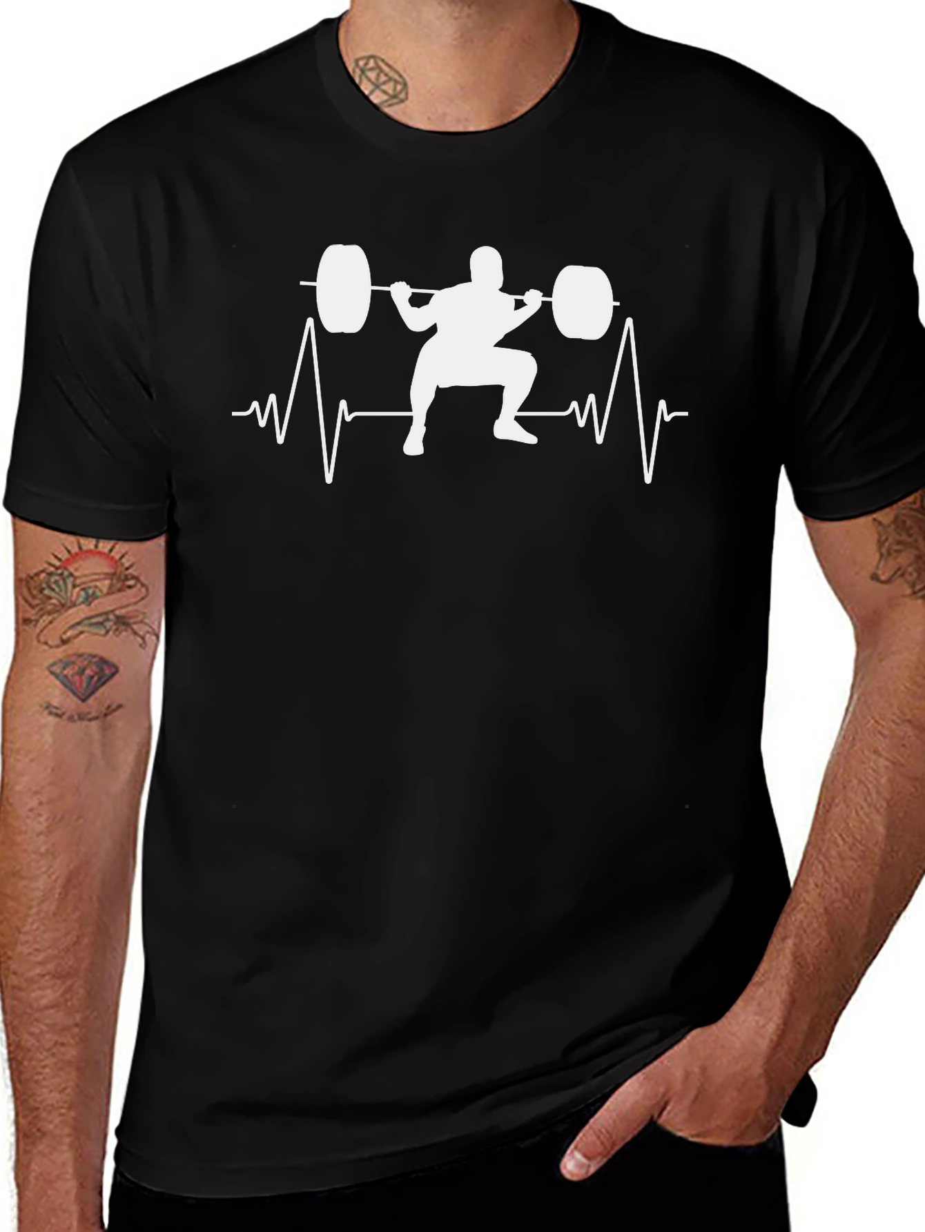Weightlifting Heartbeat Black T-Shirt