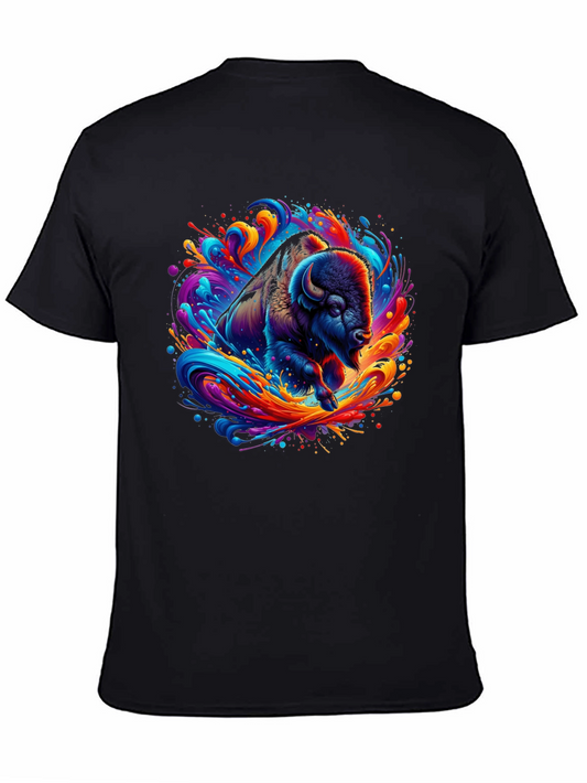 Vibrant Bison Graphic Tee - Colorful Animal Print Shirt