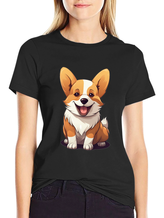 Cute Corgi Graphic Tee - Unisex Black T-Shirt
