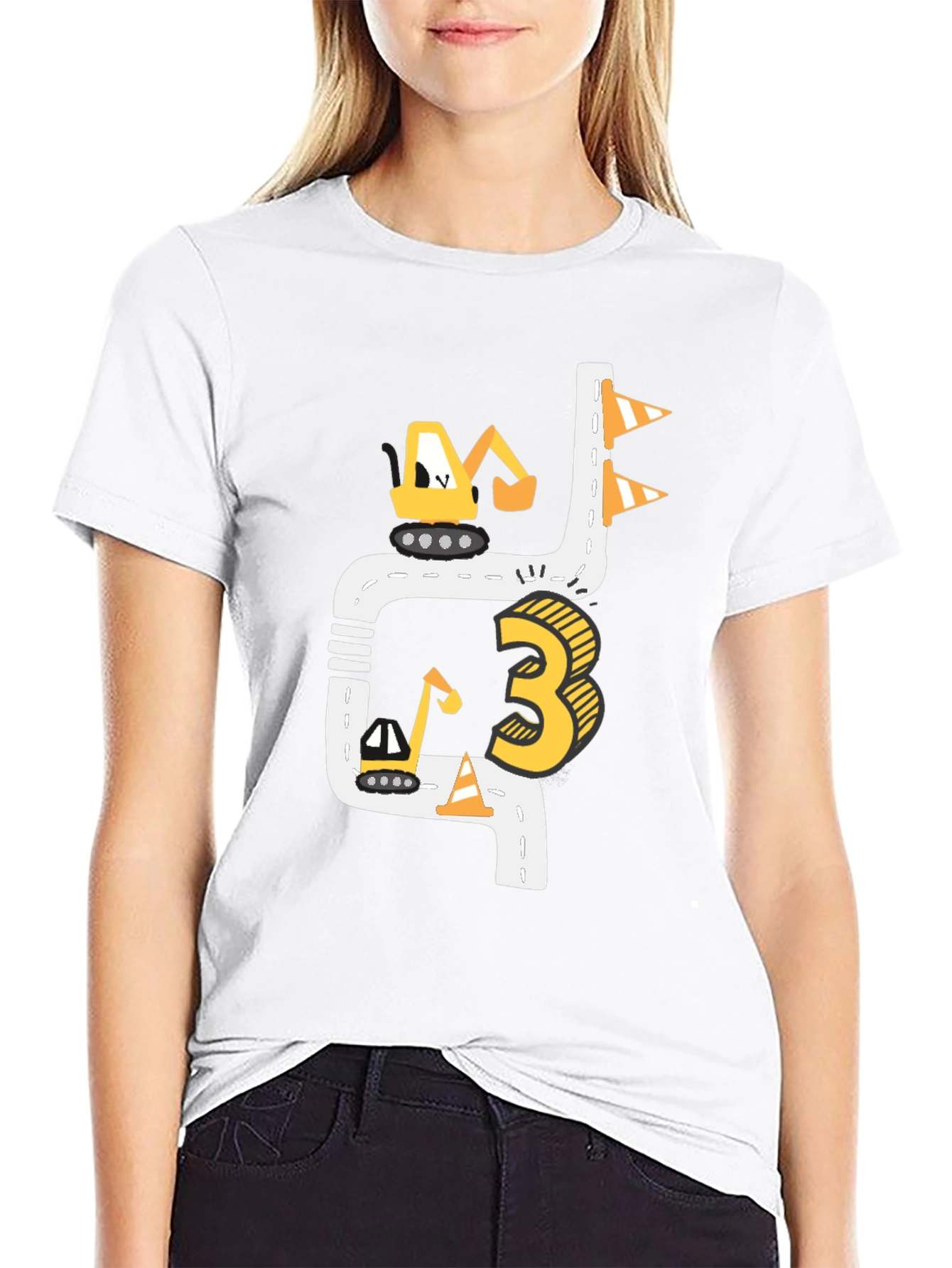 Construction 3rd Birthday Black T-Shirt