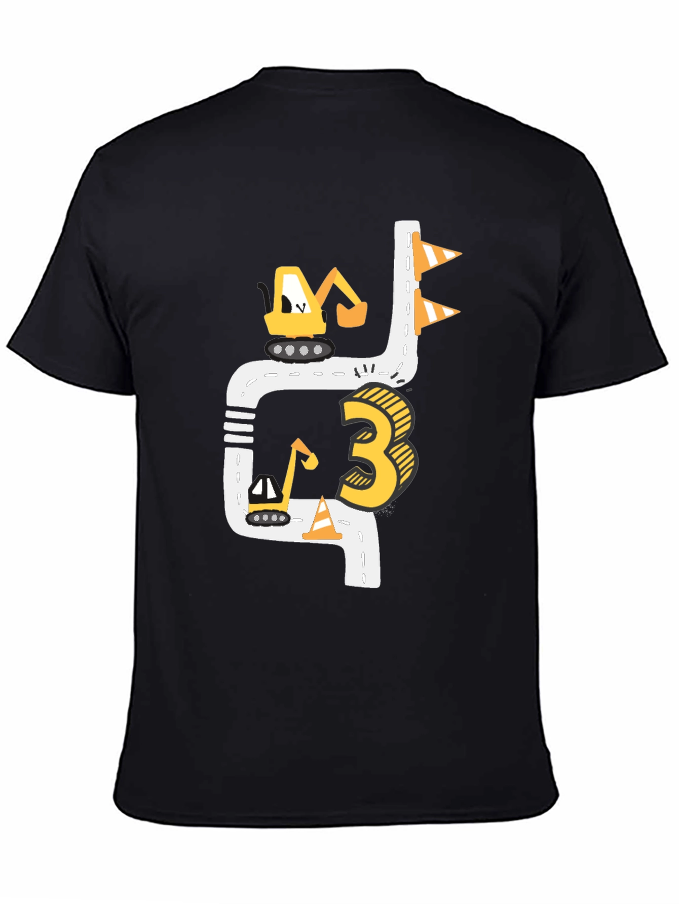 Construction 3rd Birthday Black T-Shirt