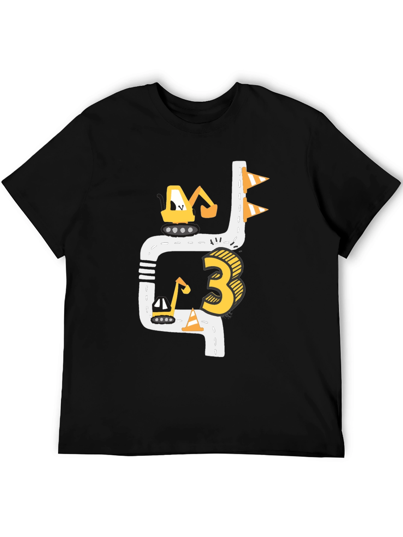 Construction 3rd Birthday Black T-Shirt