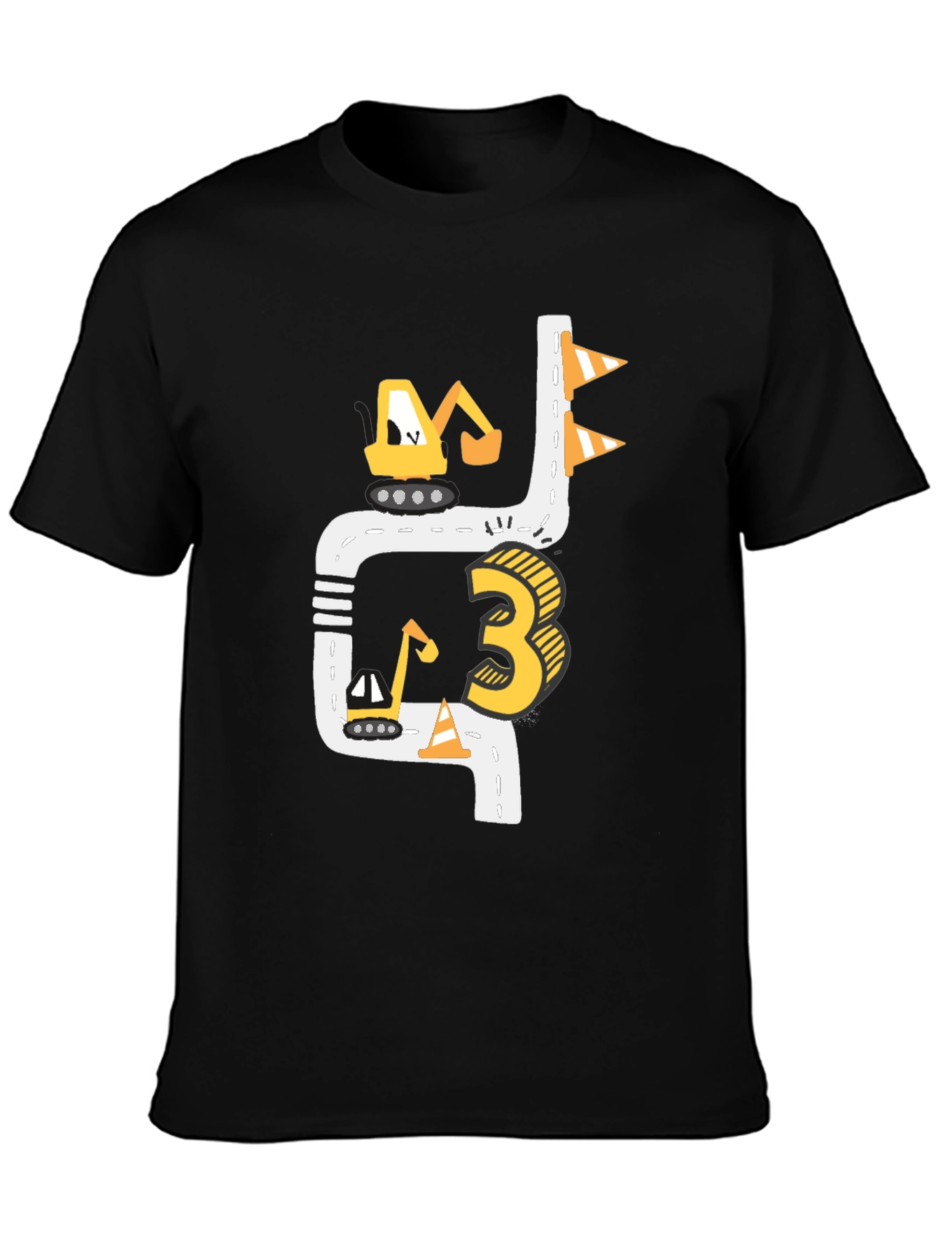 Construction 3rd Birthday Black T-Shirt