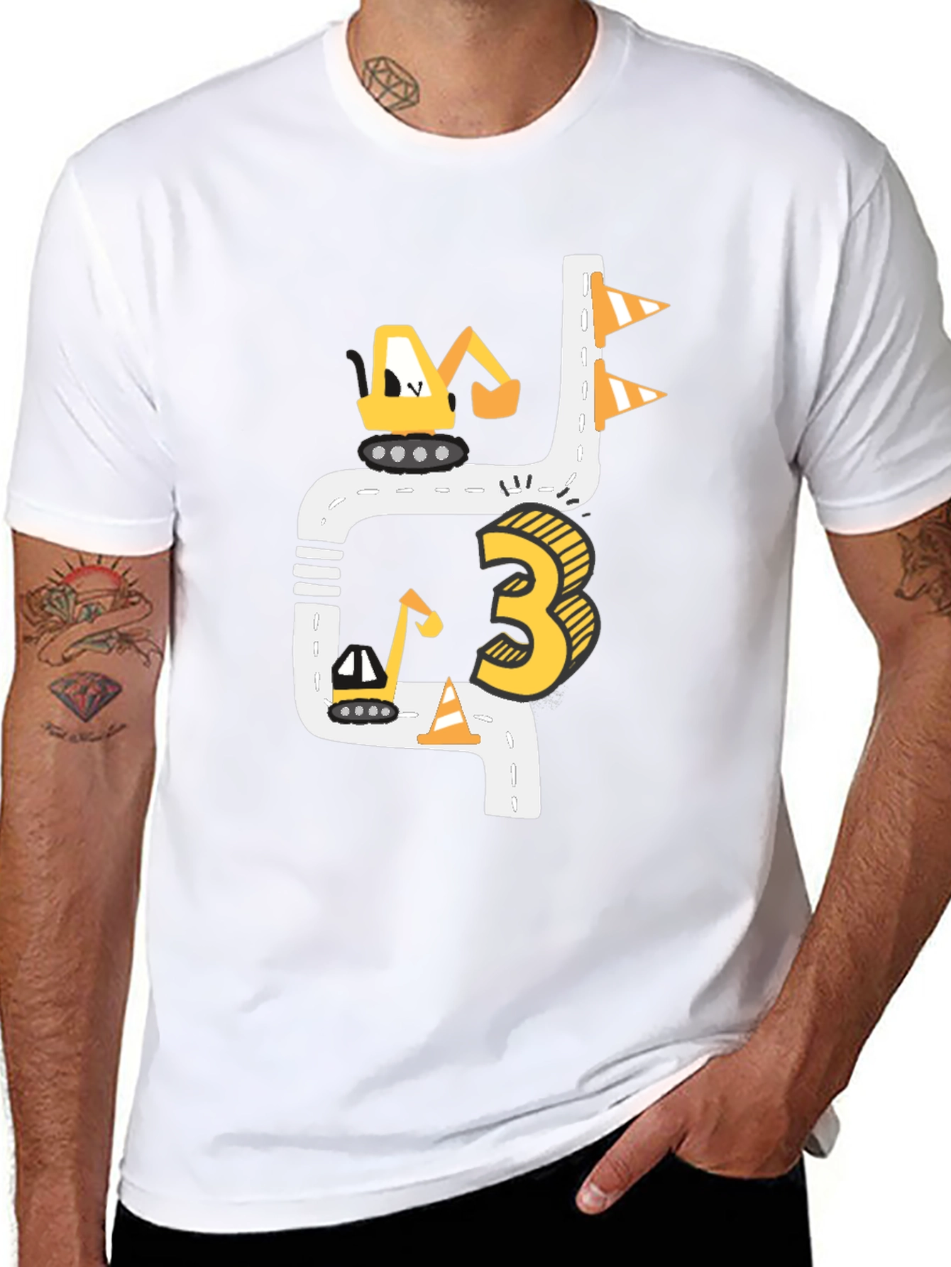 Construction 3rd Birthday Black T-Shirt